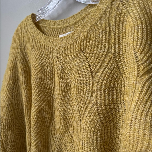 Anthropologie Keely Sweater Yellow Loose Knit Dolman Pullover Wool Blend - Picture 6 of 7